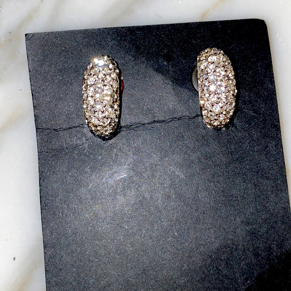 Dior vintage Silver Rare Vintage Crystal Clip On Earrings. Midcentury
